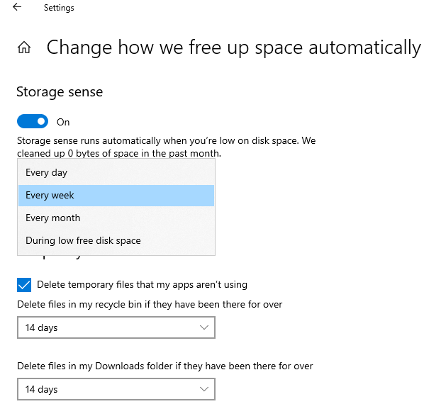 Free up automatically